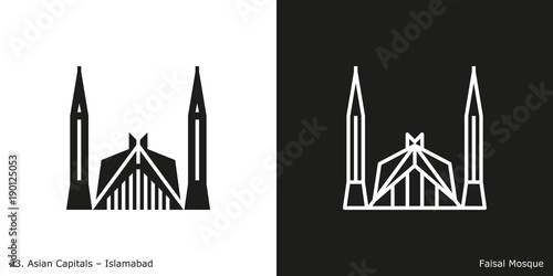 Faisal Mosque Icon. Landmark building of Islamabad, the capital city of Pakistan