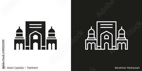 Barakhan Madrassah Icon. Landmark building of Tashkent, the capital city of Uzbekistan