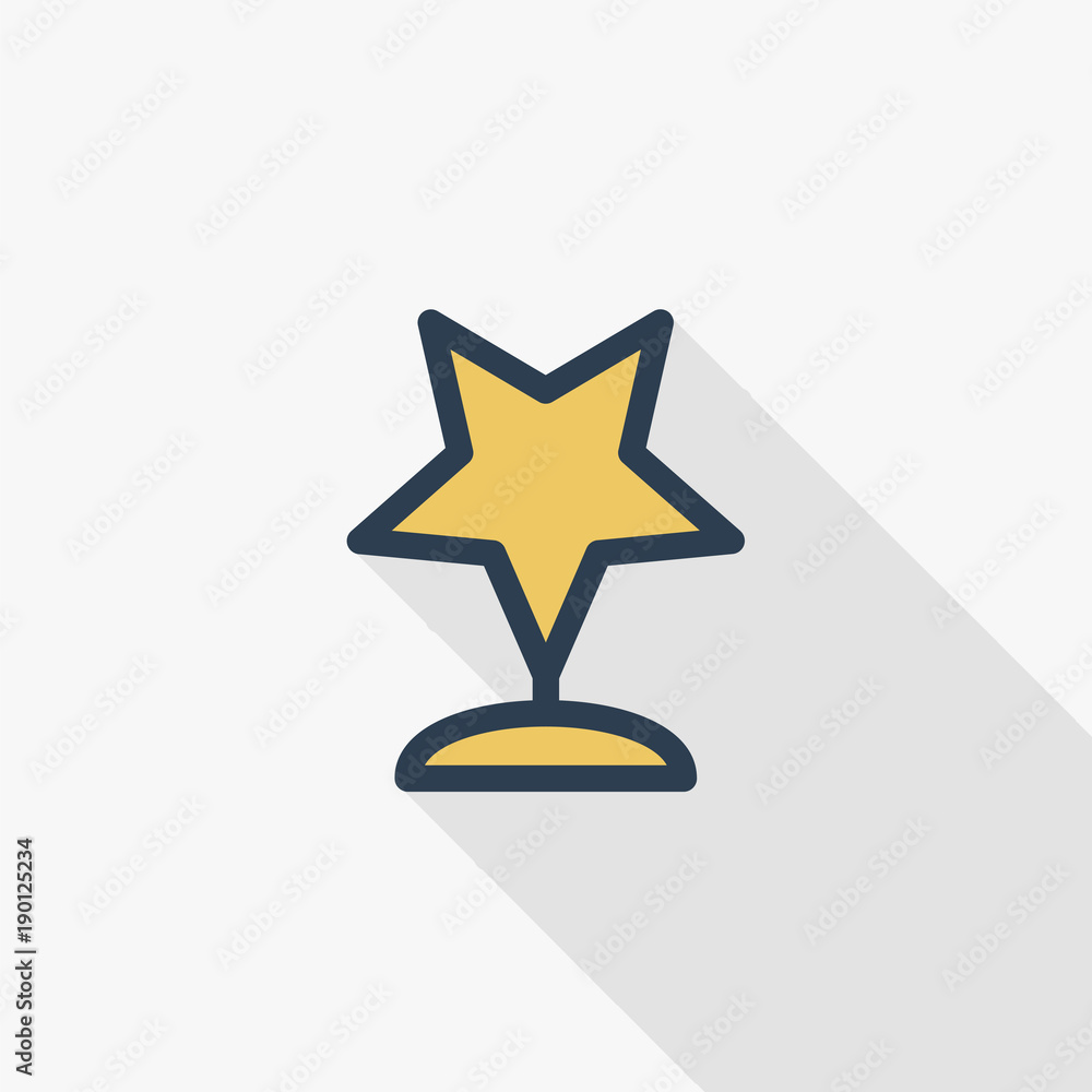trophy star winner award thin line flat color icon. Linear vector illustration. Pictogram isolated on white background. Colorful long shadow design. trophy star winner award thin line flat color icon. Linear vector illustration. Pictogram isolated on white background. Colorful long shadow design.