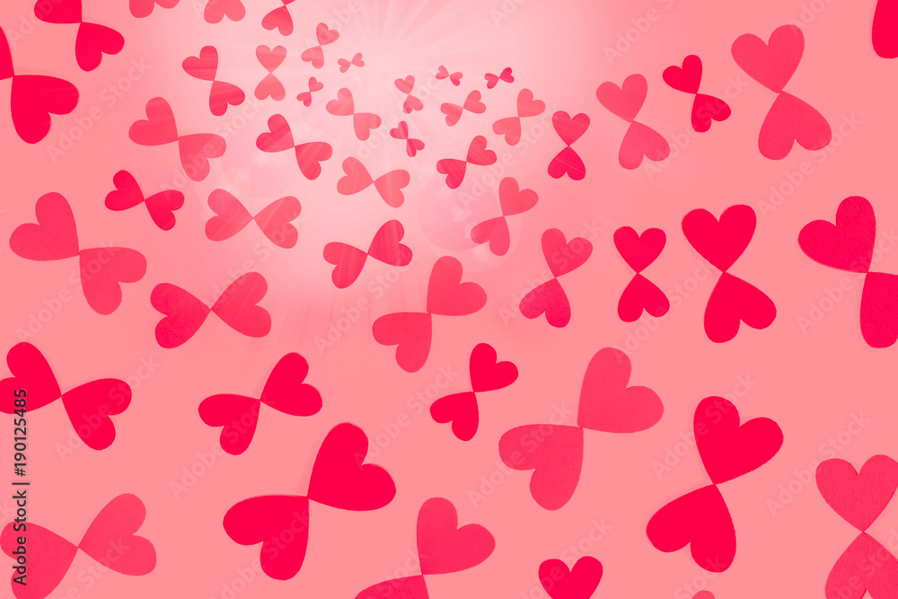Red heart / Red hearts on pink background.
