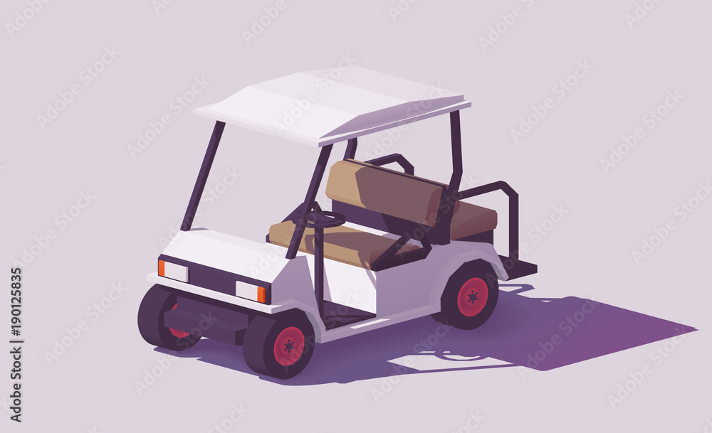Vector low poly golf cart