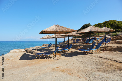 Sidari  Corfu Island  Greece. Sunny day with no people on Canal D   amour Beach.
