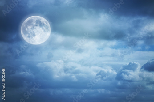 A soft cloud background with a blue pastel colors, moon and dreamy concept.