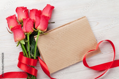 Valentines day greeting card with red roses