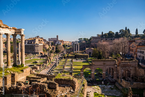Caesar Forum ruins on a sunny day in Rome, Italy