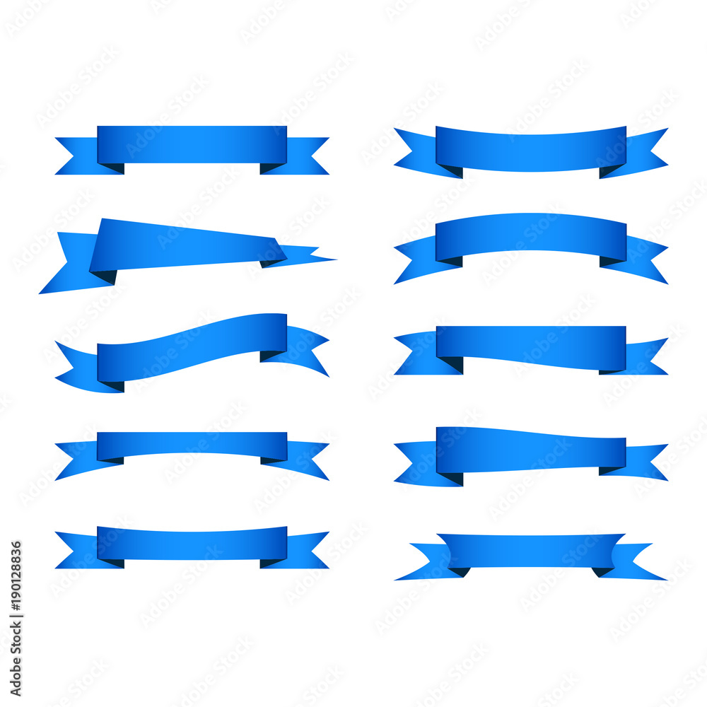 Set of blue ribbons