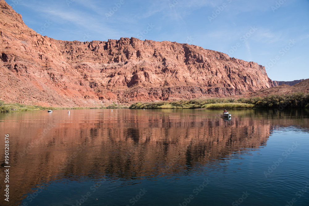 A rafter on the Colorado River at Lees Ferry in Arizona. 
