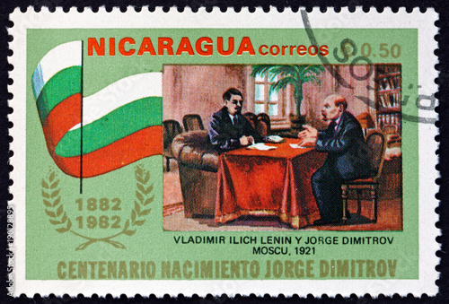 Postage stamp Nicaragua 1982 Lenin and Dimitrov