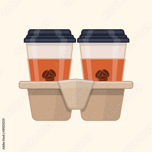 Two take-out coffee in holder