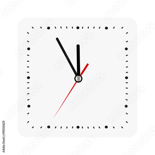 Classic square wall clock isolated on white. Empty dial watch. Vector