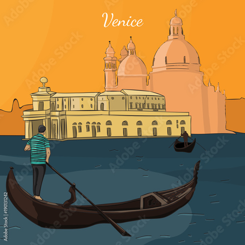 venice gondola on sunset