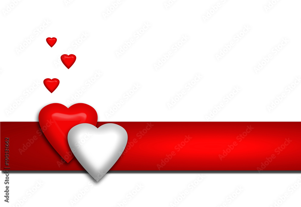 San Valentín, corazones rojo y blanco etiqueta sobre fondo blanco para  escribir texto, amor, día enamorados Stock Illustration