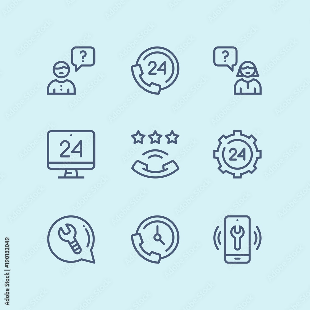 Outline Support, service, help simple line icons for web and mobile design pack 3