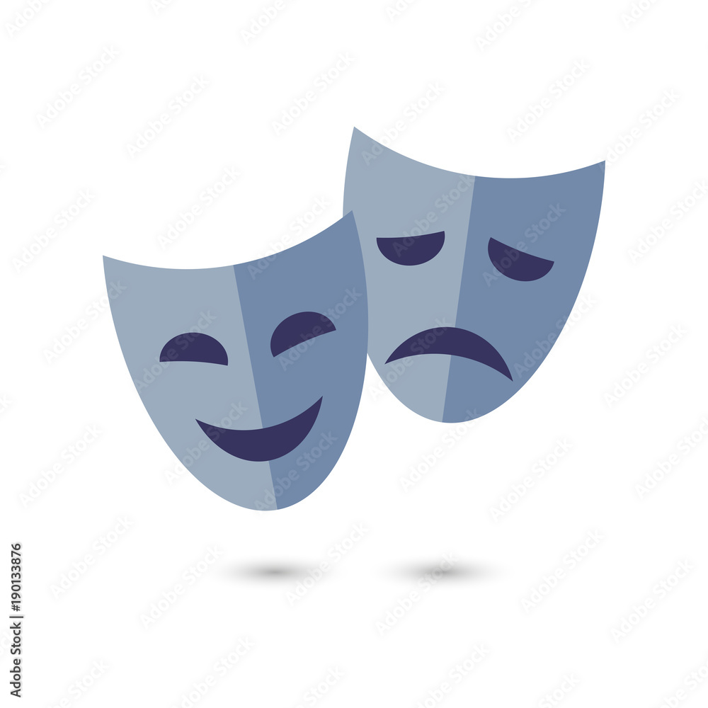 Theater masks, vector icon on white background. Theater masks, vector icon on white background.