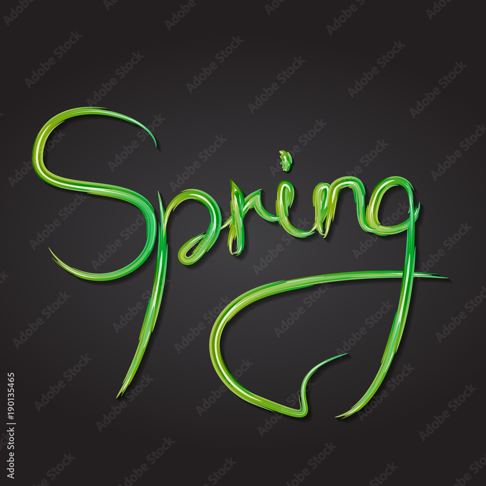 Fototapeta premium Spring lettering word color grass brush effect
