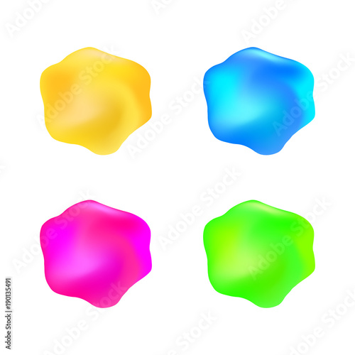 Abstract color glossy formless jelly liquid design element set