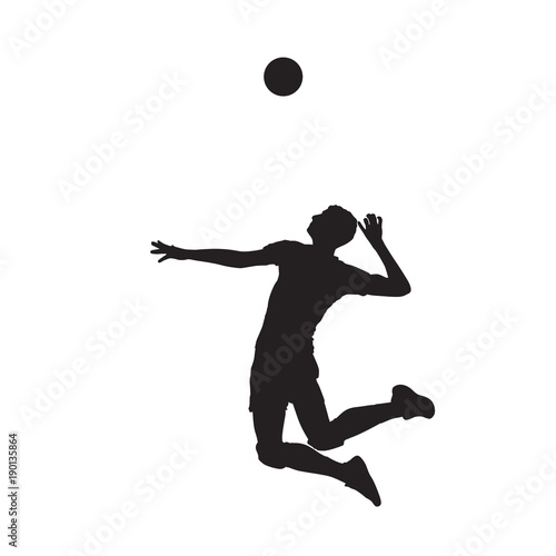 Volleyball player isolated vector silhouette, side view