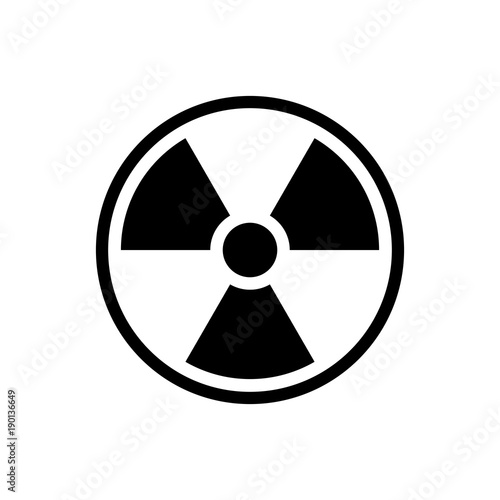 Radiation symbol circle icon. Black, round, minimalist icon isolated on white background. Radiation symbol simple silhouette. Web site page and mobile app design vector element.