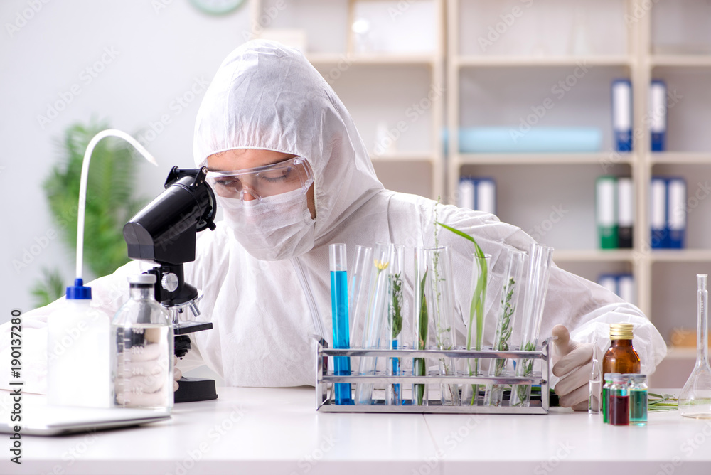 Biotechnology scientist chemist working in lab Biotechnology scientist chemist working in lab