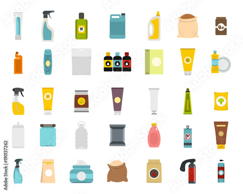 Package icon set  flat style