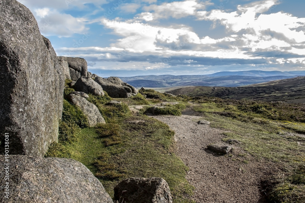 Scottish mountains landscape. The view from Clachnaben, Glen Dye, Aberdeenshire, Scotland.