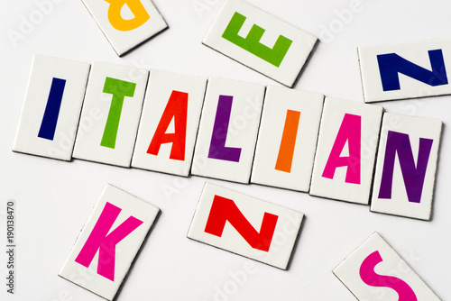 word Italian made of colorful letters