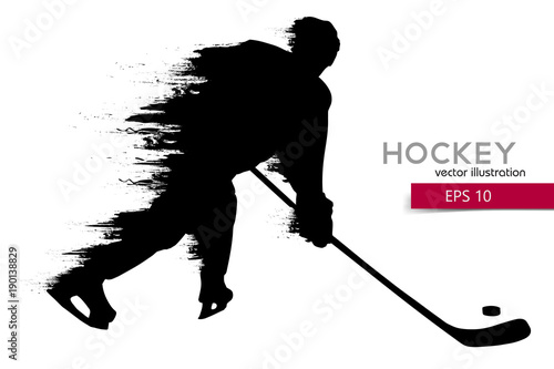 silhouette of a hockey player. Vector illustration