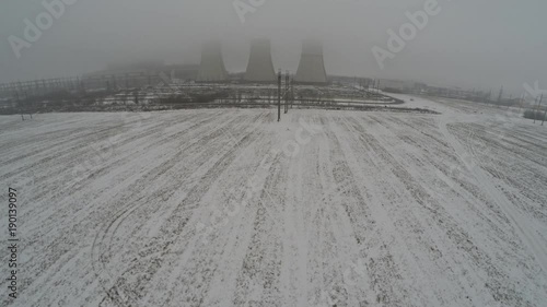 CHP in heavy snow. Cogeneration plant. photo