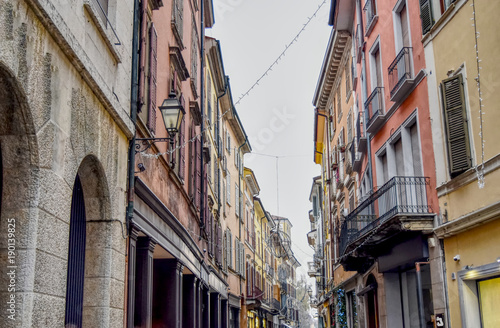 Colorful houses or buildings in the street of Cremona, Italy