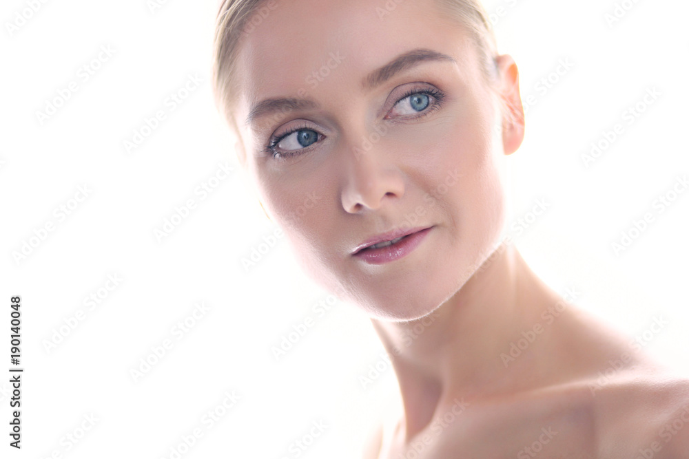 Beautiful woman face portrait beauty skin care concept Beautiful woman face portrait beauty skin care concept