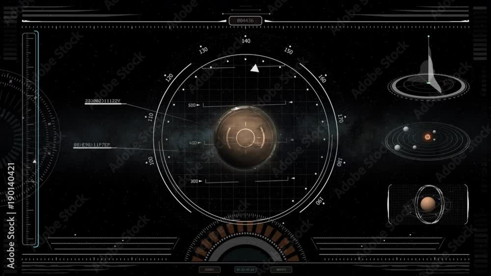 HUD Display Spacecraft Mars Approach Screen. view in space of a spacecraft HUD display approaching the mars planet