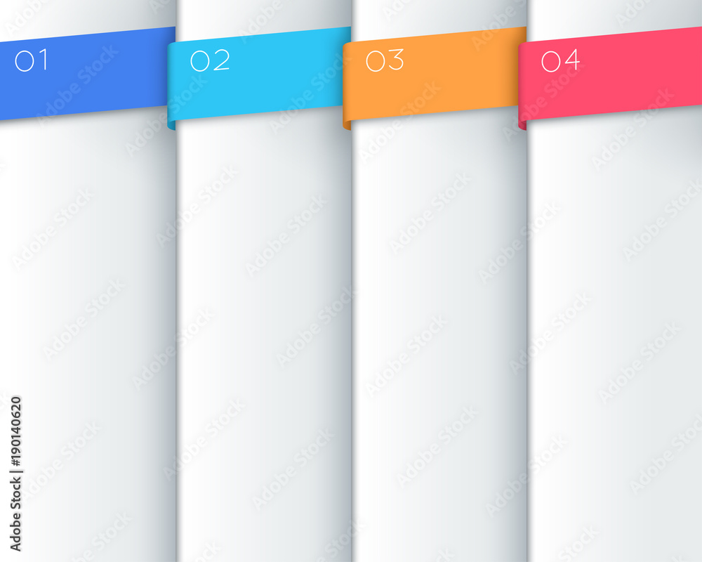 Vector 3D White Vertical Text Banner Steps 1 to 4 Vector 3D White Vertical Text Banner Steps 1 to 4