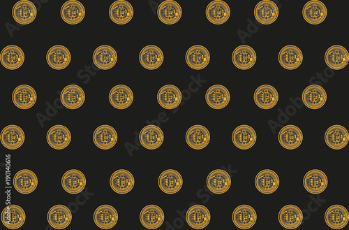 Background with bitcoins on black