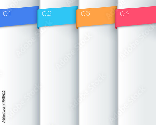 Vector 3D White Vertical Text Banner Steps 1 to 4