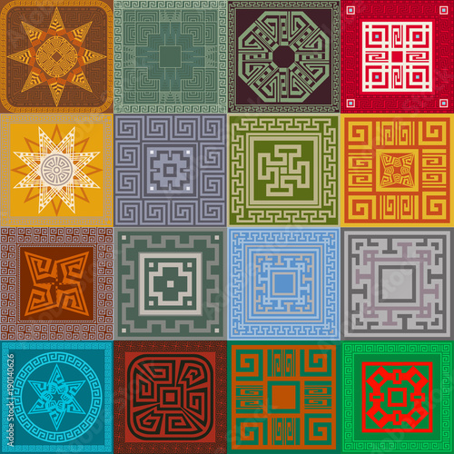 Pattern Ancient Roman. A set of 16 samples and design elements of the ancient Roman era.