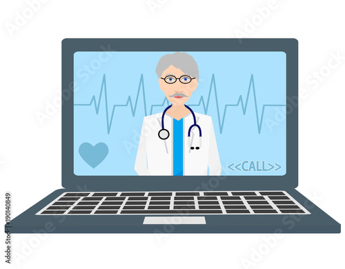Online doctor consultant flat icon, stock vector illustration