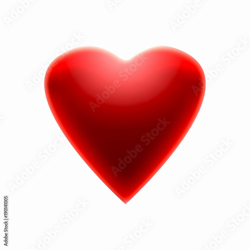 Red heart close up on a white background.