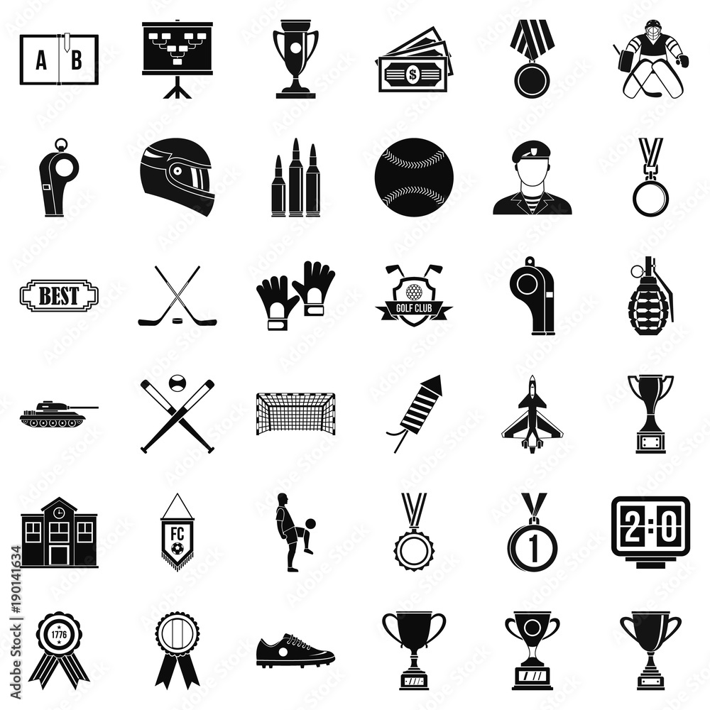 Obraz premium Honorary badge icons set, simple style
