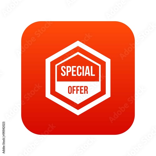 Special offer pentagon icon digital red