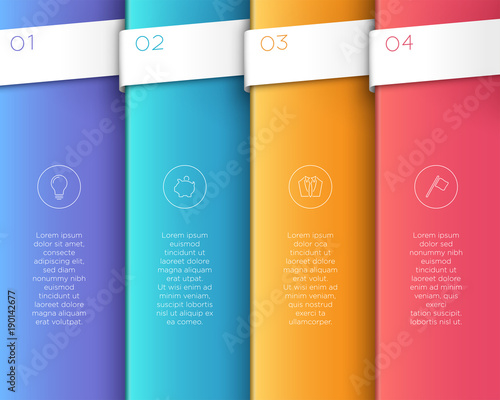 Vector 3D Colorful Vertical Text Banner Steps 1 to 4