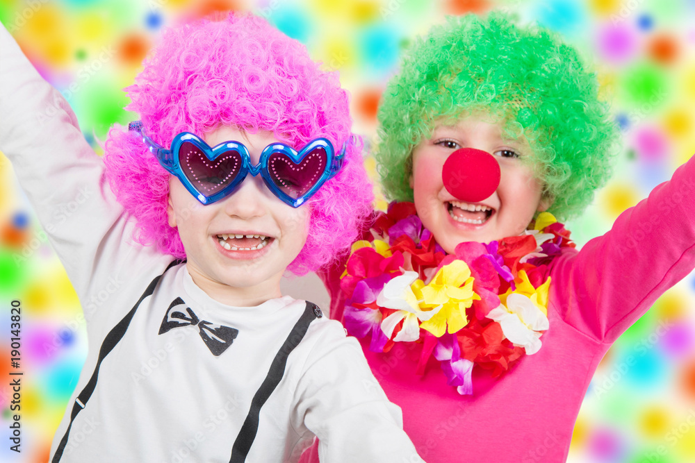 little happy children with carnival mask little happy children with carnival mask