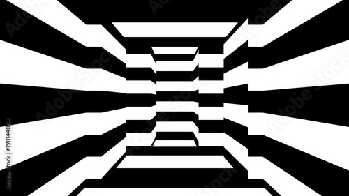 Abstract background with black and white stripes. Seamless loop