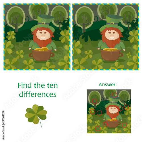 St. Patricks Day - find ten differences visual puzzle