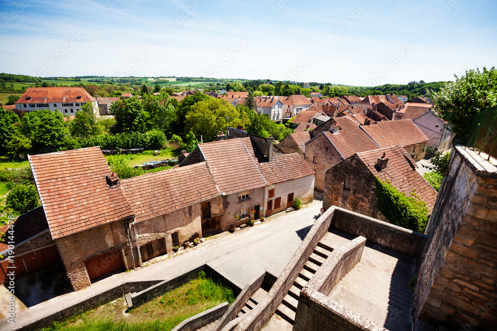 Medieval Champlitte cityscape in summer, France