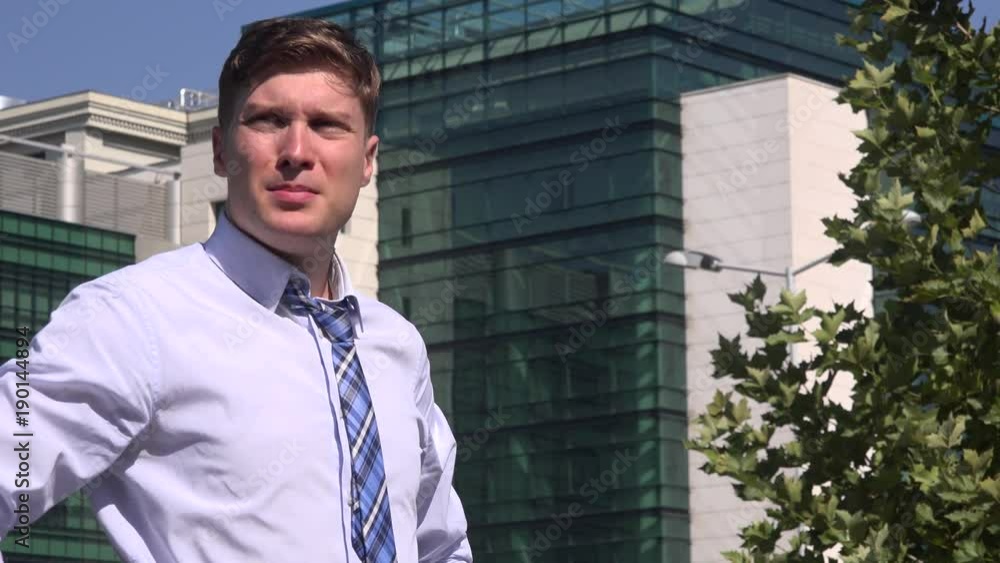 Desperate money loss manager 4K loosen tie outdoor in the city business problems