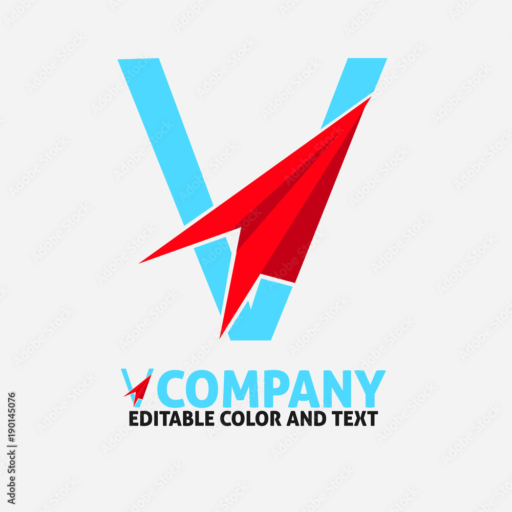 V letter logo design vector icon template for website or business - logo Letter travel airplane V letter logo design vector icon template for website or business - logo Letter travel airplane