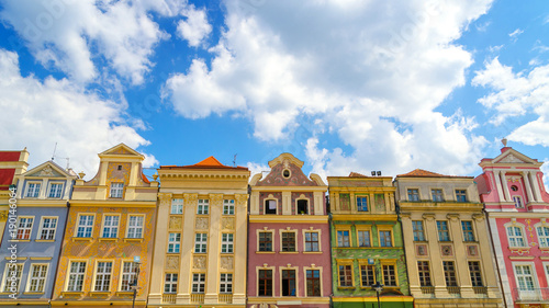 colorful houses in old town in Poznan, Poland