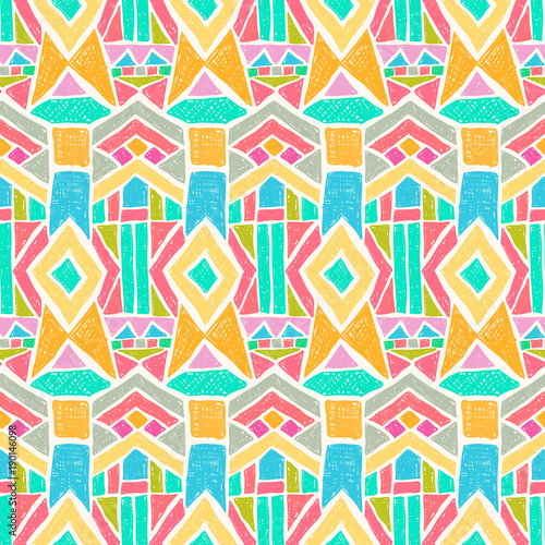 Ethnic pattern doodle tribal ornament white colorful