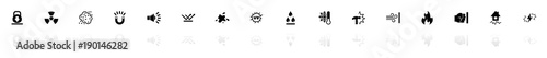 Influence icons - Black horizontal Illustration symbol on White Background with a mirror Shadow reflection. Flat Vector Icon.