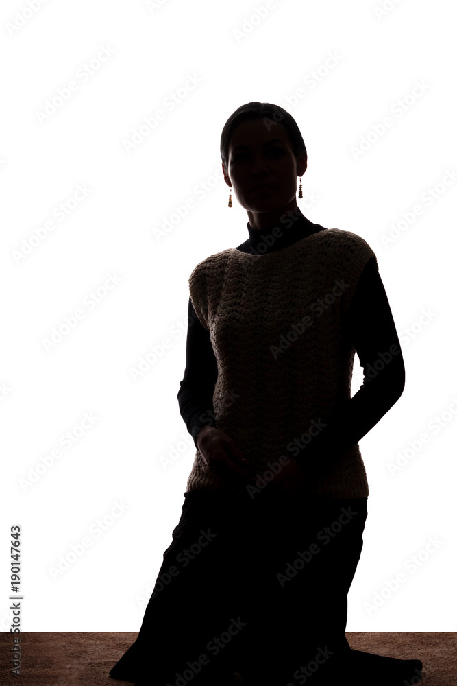 Young woman look ahead - silhouette Young woman look ahead - silhouette